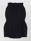 Prada High Waist Pleated Skirt With Button Detail In Black