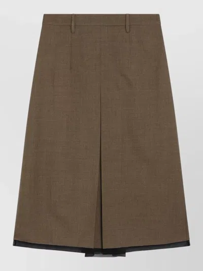 Prada High Waist Pleated Trousers Belt Loops In Brown
