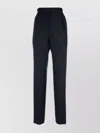 Prada High Waist Pleated Trousers With Back Pocket In Blue