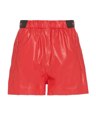 Prada Light Nylon Shorts In Lacquer Red