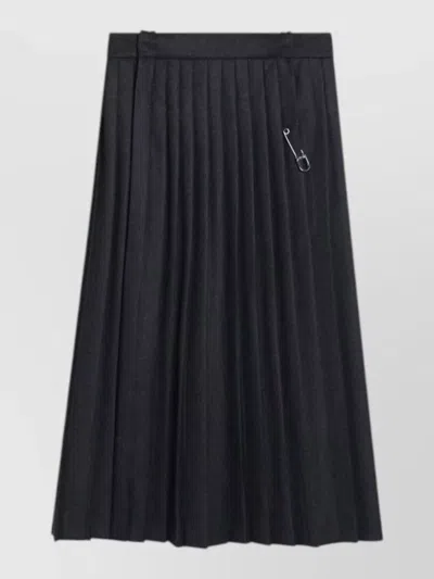 Prada High Waist Skirt Pleated Safety Pin In Black