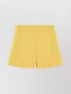 Prada High-waisted Cotton Shorts Seam Detailing In Yellow
