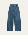 Prada Triangle Logo Wide-leg Jeans In F0008 Bleu
