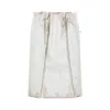 Prada Abstract Print Drawstring Waist Front Slit Skirt In White