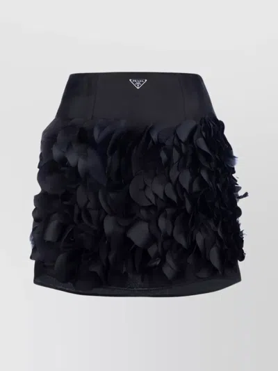 Prada High-waisted Mini Skirt Textured Embellishments In Blue