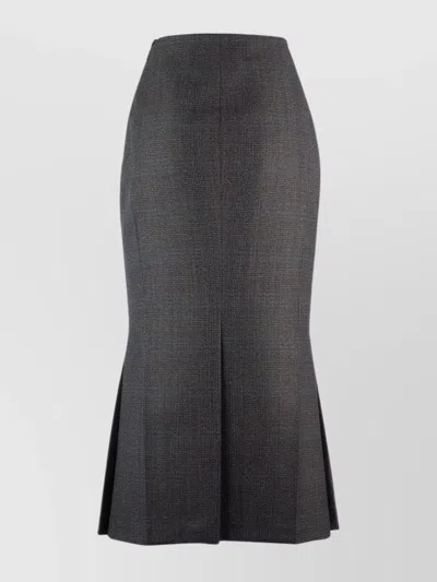 Prada High-waisted Skirt With Back Slit And Textured Fabric In Black