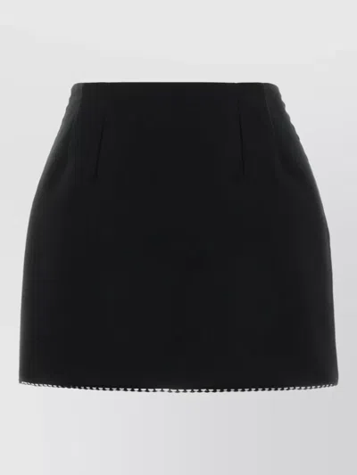 Prada High Waisted Stretch Blend Mini Skirt In Black