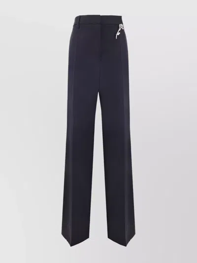 PRADA HIGH-WAISTED WOOL TROUSERS EMBELLISHED DETAIL