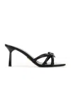 Prada Leather Mules Open Toe Knot Detail In Black