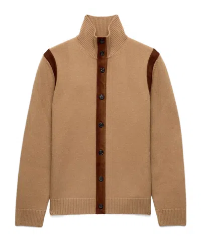 Prada High-neck Button-up Cardigan In Brown