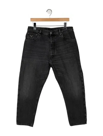 Pre-owned Prada High-rise Straight Leg Jeans In Gray