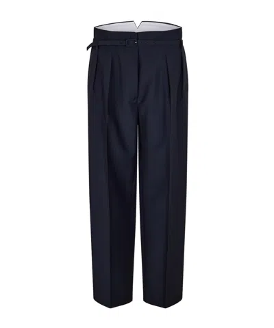 Prada High-waisted Pleated In Blue