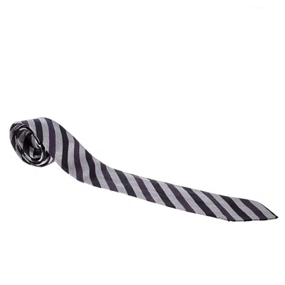 Prada Holliday & Brown For  Purple Diagonal Striped Patterned Silk Jacquard Tie