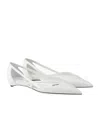 Prada Leather Ballerinas With Cut-out Design And Pointed Toe In White