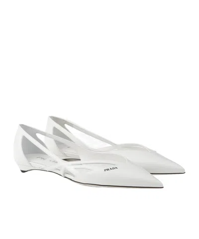 PRADA PRADA POINTED-TOE CUT-OUT DETAILED BALLERINAS