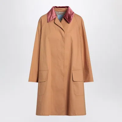 PRADA PRADA  HONEY-COLOURED TRENCH COAT IN COTTON