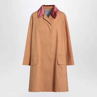 Prada Honey-coloured Trench Coat In Cotton Women In Brown