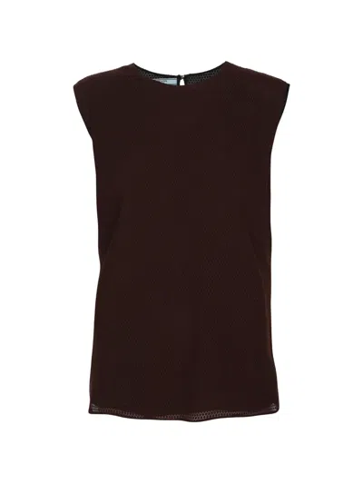 Pre-owned Prada Honeycomb-knit Vest In Brown