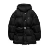 Prada Hooded Quilted Jacket Belt And Pouch In Black