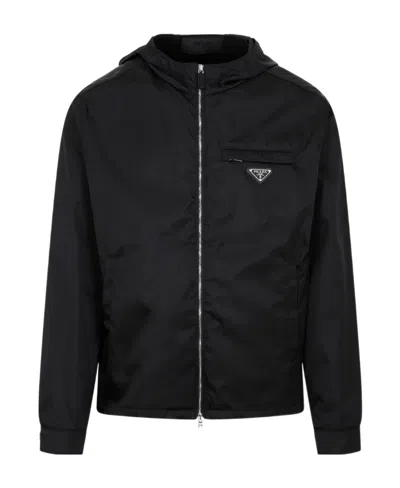 PRADA PRADA LOGO PLAQUE ZIP-UP JACKET