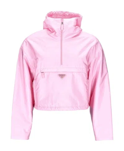 Prada Hooded Casual Jacket In Pink