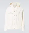 Prada Hooded Denim Shirt In Weiss