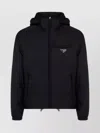 Prada Logo Plaque Puffer Jacket In Black