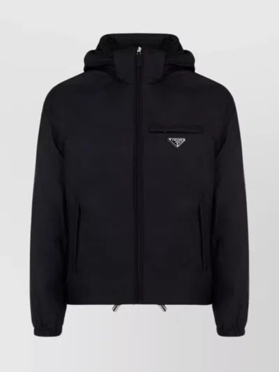 PRADA HOODED DOWN JACKET ADJUSTABLE DRAWSTRING