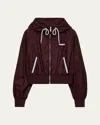Prada Hooded Drawstring Zip-up Jacket In F0403 Granato