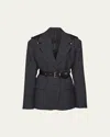 Prada Women's Single-breasted Wool And Re-nylon Blazer In Ardesia