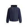 Prada Padded Jacket With Hood And Elastic Cuffs In Blue