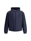Prada Padded Jacket With Hood And Elastic Cuffs In Blue