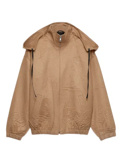 Prada Camel Hair Blouson Jacket In Brown