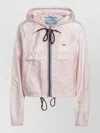 Prada Hooded Jacket Drawstring Hem Elasticated Cuffs In Blue