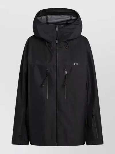 Prada Hooded Jacket Long Sleeves Multiple Zip Pockets In Black