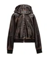 Prada Nappa Leather Hoodie Jacket In Brown