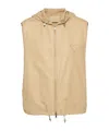 Prada Hooded Leather Vest In Brown