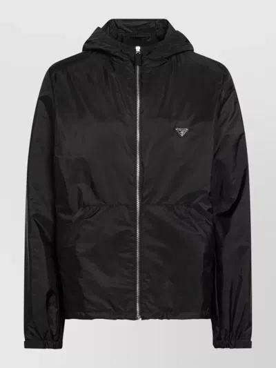 PRADA HOODED LIGHTWEIGHT JACKET FRONT POCKETS