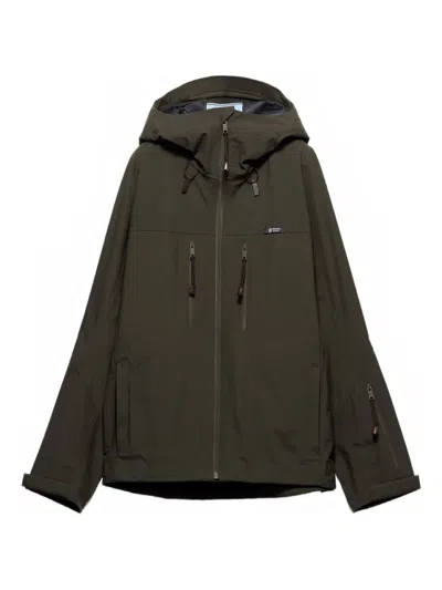 Prada Hooded Logo-label Coat In Green