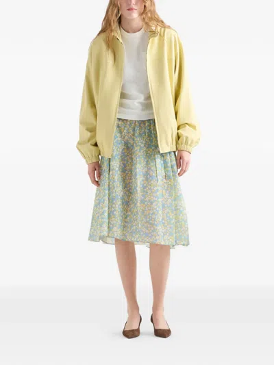 Prada Hooded Nappa Leather Jacket In Gold