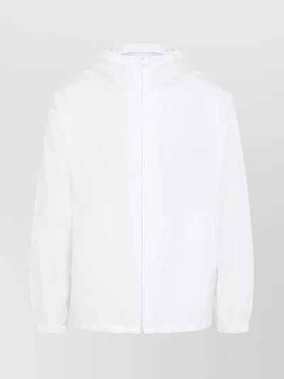 Prada Hooded Nylon Jacket Zipper Pocket In White