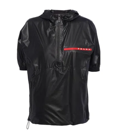 Prada Light Nylon Short-sleeved Jacket In Black