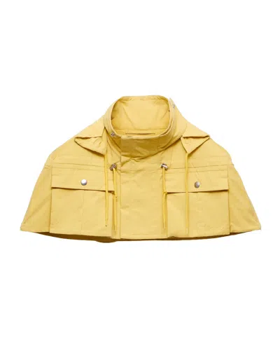 Prada Hooded Pocket Cape In Yellow