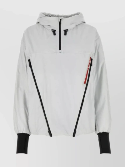 PRADA HOODED POLYESTER JACKET WITH ELASTICATED CUFFS
