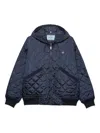 Prada Hooded Quilted Jacket In Blue