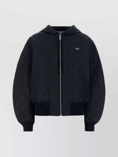 PRADA HOODED QUILTED NYLON BOMBER JACKET