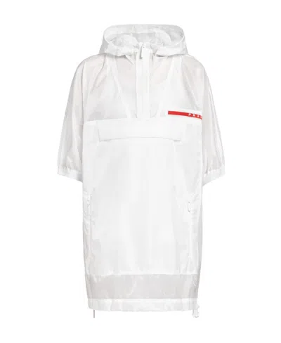 Prada Ripstop Hooded Raincoat In White