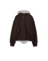 Prada Hooded Rush-stitch Jacket In Brown