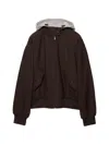 Prada Hooded Rush-stitch Jacket In Brown