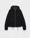 Prada Hooded Technical Fabric Blouson Jacket In Black